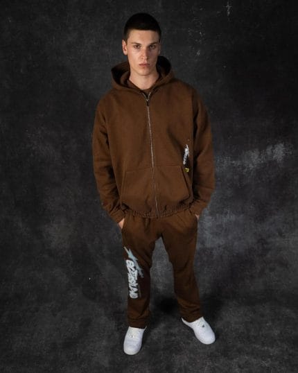 Ere Studios Midnight Trackie Trainingsanzug Braun mit Kapuzenpullover und Jogginghose