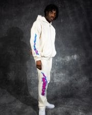 Ere Studios Midnight Trackie Trainingsanzug Creme mit Kapuzenpullover und Jogginghose mit Reißverschluss