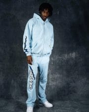 Ere Studios Midnight Trackie Trainingsanzug Himmelblau mit Kapuzenpullover und Jogginghose